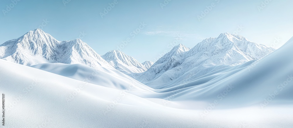 Leinwandbilder snowy mountains and snow covered fields against a blue sky. with copy space image. place for adding 
