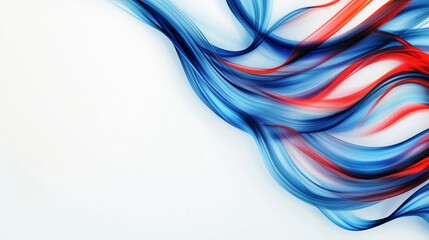 Naklejka premium A white background adorned with colorful, fluid blue and red streaks blending together. The image captures the smooth, flowing movement of colors, creating a lively and contemporary abstract design.
