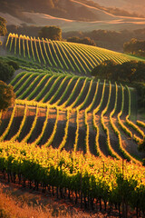 Fototapeta premium beautiful Grape field growing for wine yard summer 