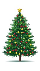 Fototapeta premium Merry Christmas, Elegant Christmas tree adorned with gold and silver ornaments 