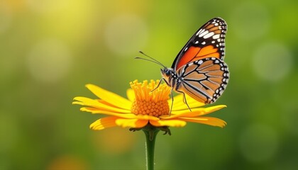 Fototapeta premium Butterflys delicate dance with natures vibrant bloom