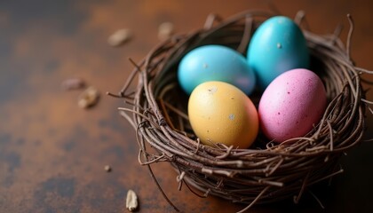 Obraz premium Eggs of joy in a nest of warmth