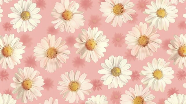 A bouquet of white daisies set against a bright pink background, perfect for spring or summer themed designs