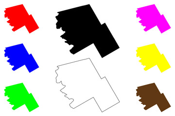 Hill County, Texas (Counties in Texas, United States of America,USA, U.S., US) map vector illustration, scribble sketch Hill map