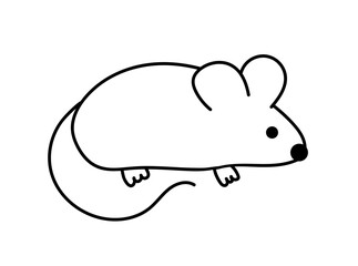 Cute mouse. Outline, Doodle, Line Art. Flat illustration.