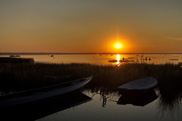 Summer sunset over Lake Pleshcheyevo.