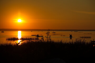 Summer sunset over Lake Pleshcheyevo.