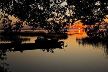 Summer sunset over Lake Pleshcheyevo.
