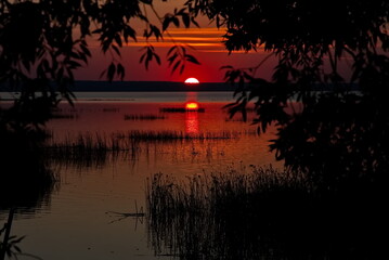 Summer sunset over Lake Pleshcheyevo.