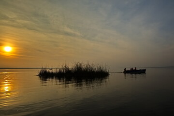 Summer sunset over Lake Pleshcheyevo.