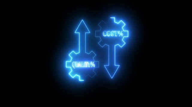 Cost and quality control concept animation. progressive organization strategy and management. Quality control and company cost reduction animated on black background.