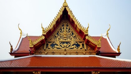 Obraz premium Elegant Asian temple with golden accents under a clear sky