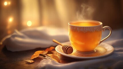 Obraz premium Warm cup of chai tea with honey