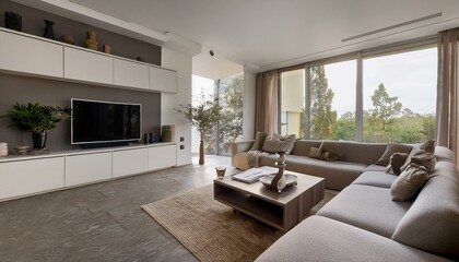 Architektur Modern Innenansicht Wohnen Zimmer Essen Küche Möbeliert