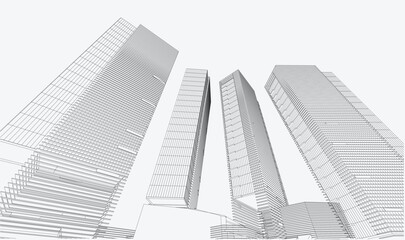 Fototapeta premium 3d wireframe of building. sketch design.Vector 