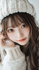 マフラーと日本女性、Japanese woman、muffler