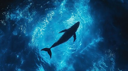 Fototapeta premium Majestic Whale Swimming in Ocean Depths