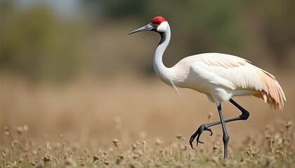 Fototapeta premium Elegance in the wild A cranes graceful stride