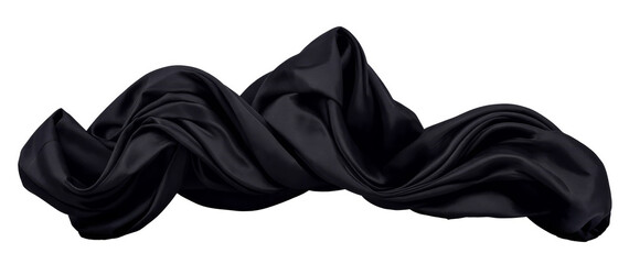 Floating elegant white fabric, cut out, isolated on black background