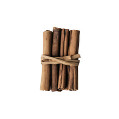 Bunch of cinnamon sticks on transparent background: warm spice for baking and cooking