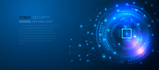 Cyber security vector background, shield lock in futuristic Concept of internet privacy and cyber protection