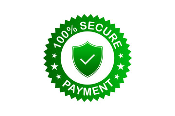100 secure payment Green badge isolated on Transparent Background