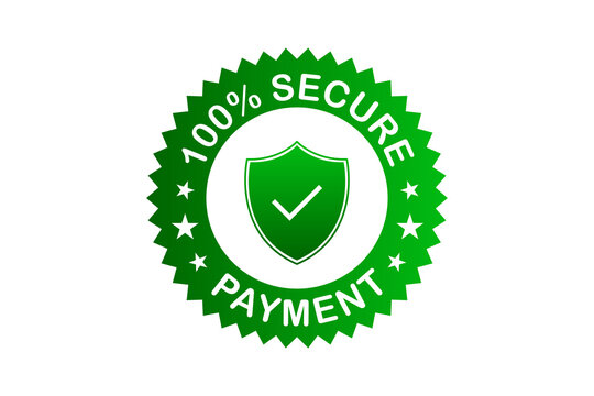 100 secure payment Green badge isolated on Transparent Background