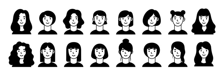 vector set of people in various hairstyles