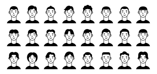 vector set of people in various hairstyles