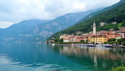  Idyllic lakeside village under a clear sky