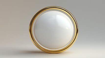 A smooth white sphere enclosed by a golden ring for security for boundaries