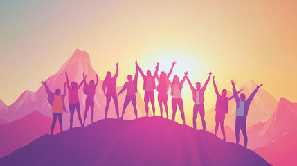 仲間たちと登山