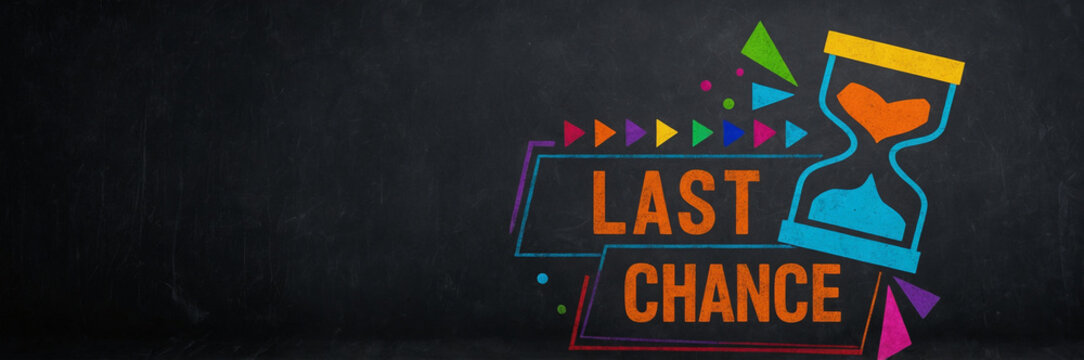 Vibrant Last Chance Marketing Message with Hourglass Design