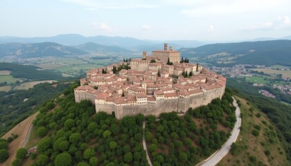 Naklejka premium Enchanting fortress town a testament to historys grandeur