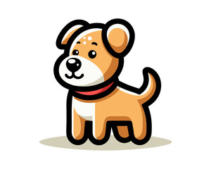 Cartoon Dog Sitting Logo Icon Vector Illustration.