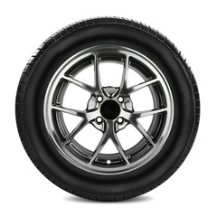 Obraz premium Car wheel and tire, Aluminum wheels, isolated on white background.