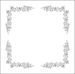 Elegant vector decorative frame, vegetal ornamental frame with figs leaves and fruits, decorative border, corners. Isolated vector illustration.	
