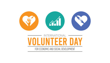 International Volunteer day for Economic and social Development is observed every year on December. People Awareness concept. background, placard, banner template Vector illustration design.