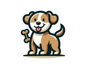 Obraz premium Cartoon Dog Sitting Logo Icon Vector Illustration.