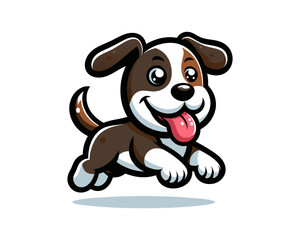 Naklejka premium Cartoon Dog Sitting Logo Icon Vector Illustration.