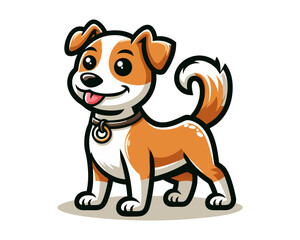 Cartoon Dog Sitting Logo Icon Vector Illustration.