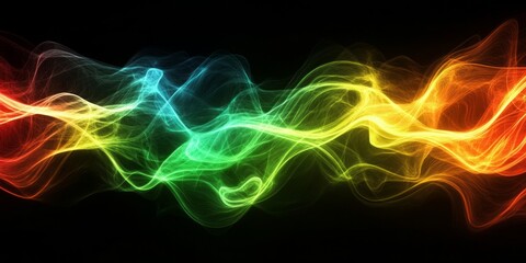 Obraz premium neon flowing waves backdrop with defined space for text addition