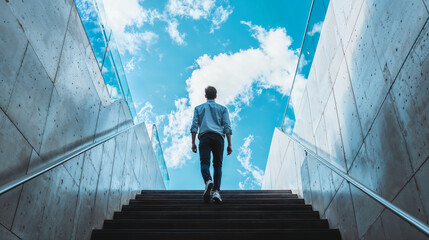 person walking on stairs