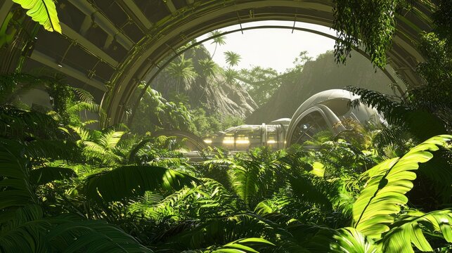 Futuristic Space Mining Base on Distant Planet Blend of Nature and Technology 3D Render Illustration