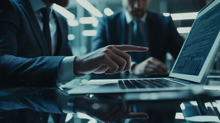 close-up of a hand of a businessman working in a meeting 
