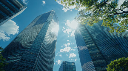 skyscrapers city in a sunny day