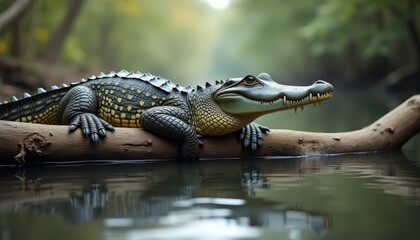 Fototapeta premium Crocodiles serene moment in the wild