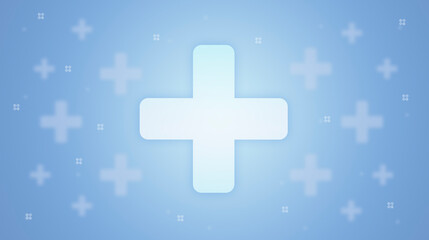 Fototapeta premium medical background, bright blue background with a plus sign