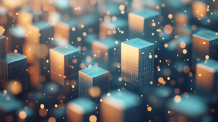 Abstract digital blocks in a futuristic data environment