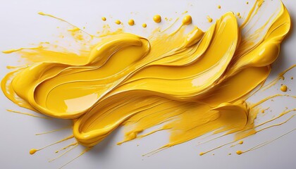 Fototapeta premium Yellow paint strokes on a white background 